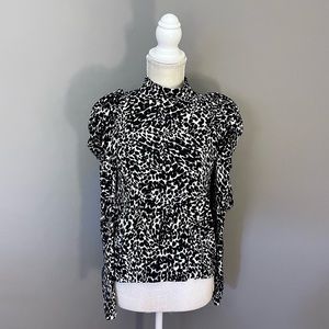 Zara Animal Print Puff Long Sleeve Top